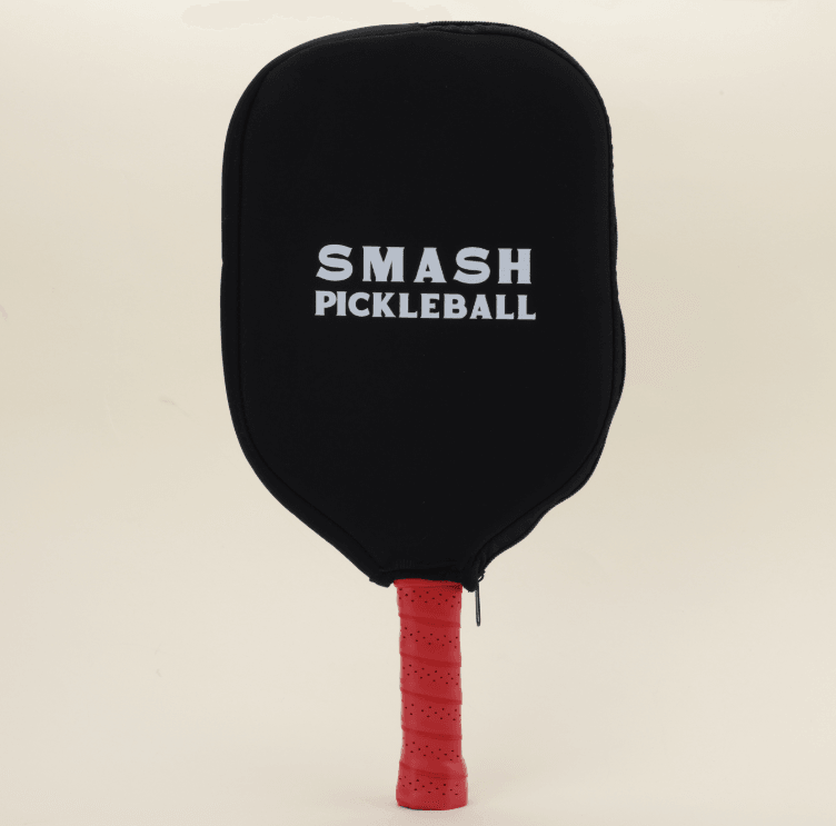 Black Smash Pickleball branded paddle cover, designed to protect and fit T700 Carbon Fiber pickleball paddles, featuring a sleek, professional look with durable material for enhanced protection.