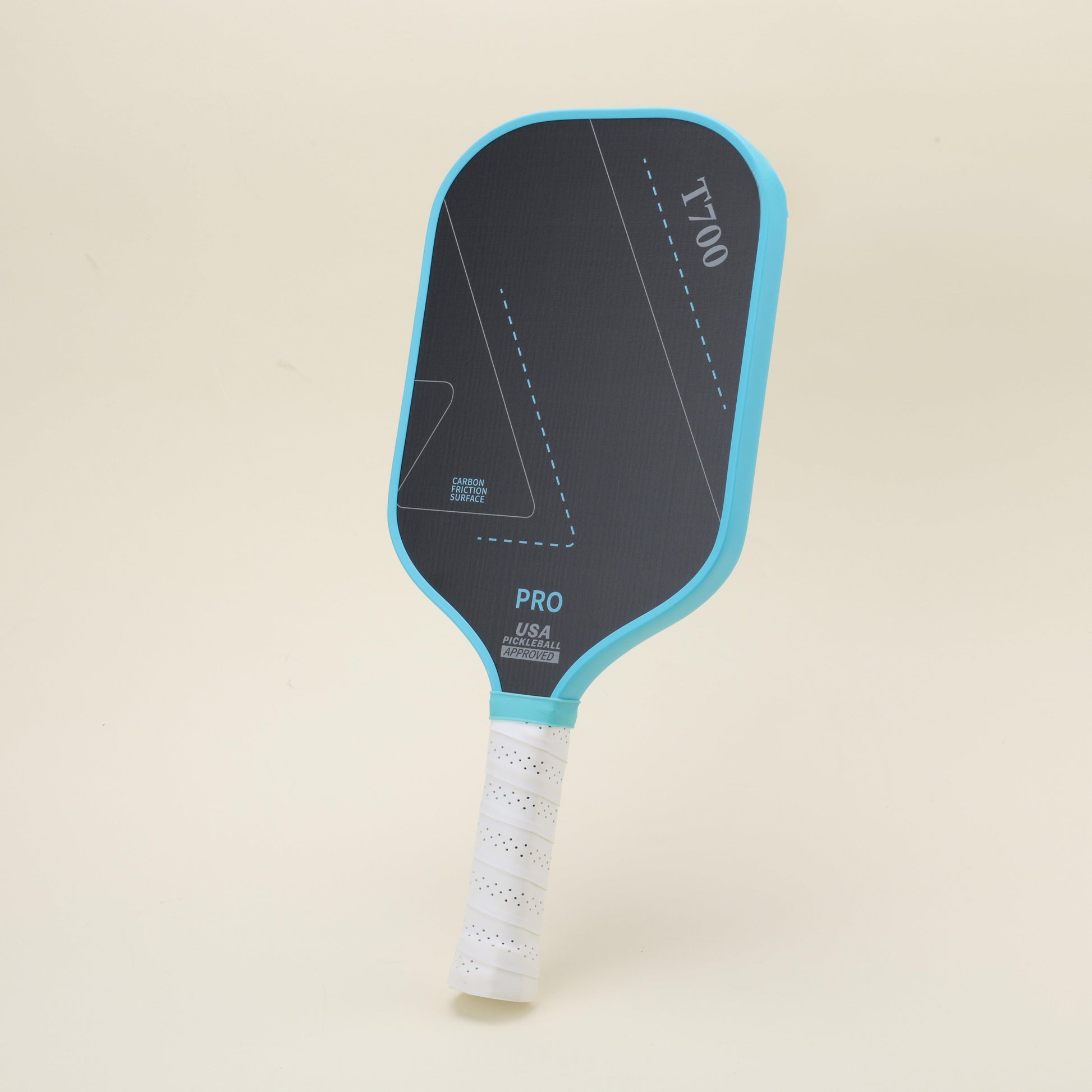 Pickleball paddle with vibrant blue representing passion and bold black conveying strength, creating a striking color combination that blends style with functionality.
